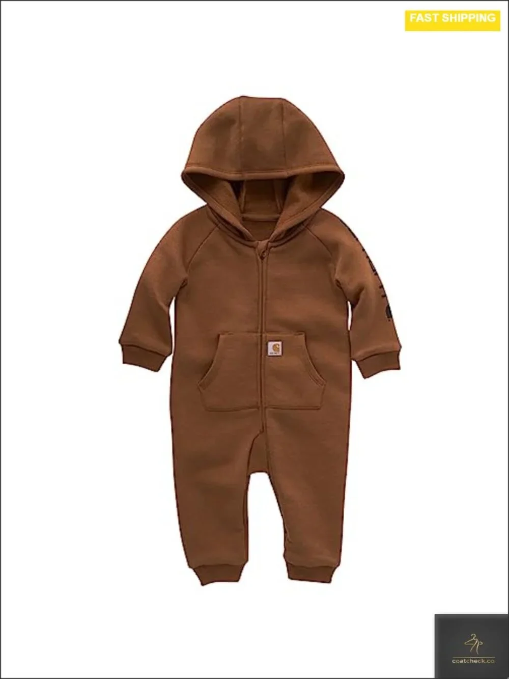 Baby Boys Fleece Hooded Zip-Up Footless Jumpsuit One-Piece